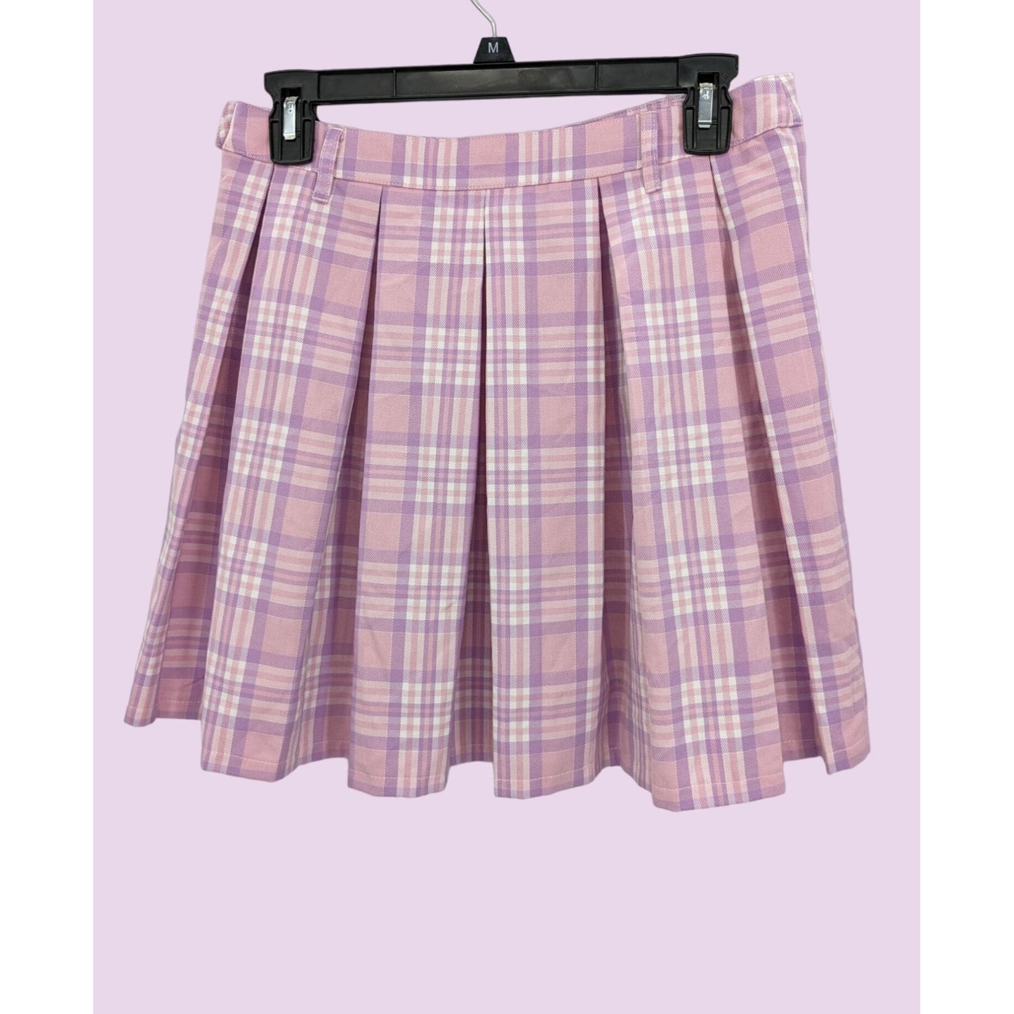 Sweet Society Women Pink & Lavender Plaid Pleated Mini Skirt Size M