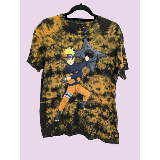 Naruto Shippuden Men Naruto Uzumaki Orange Acid Wash Cosplay T-Shirt Size M