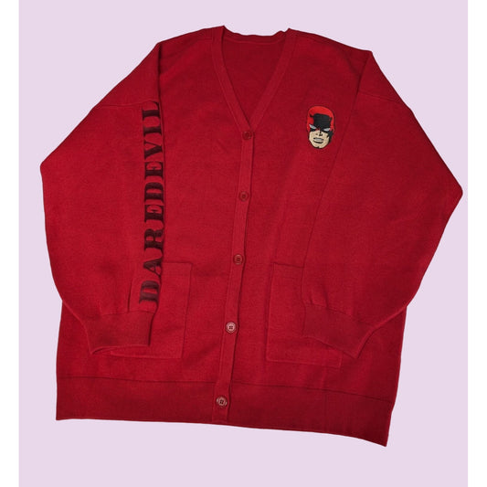 Marvel Daredevil Women Red Varsity Embroidery Daredevil Cardigan Size 2XL