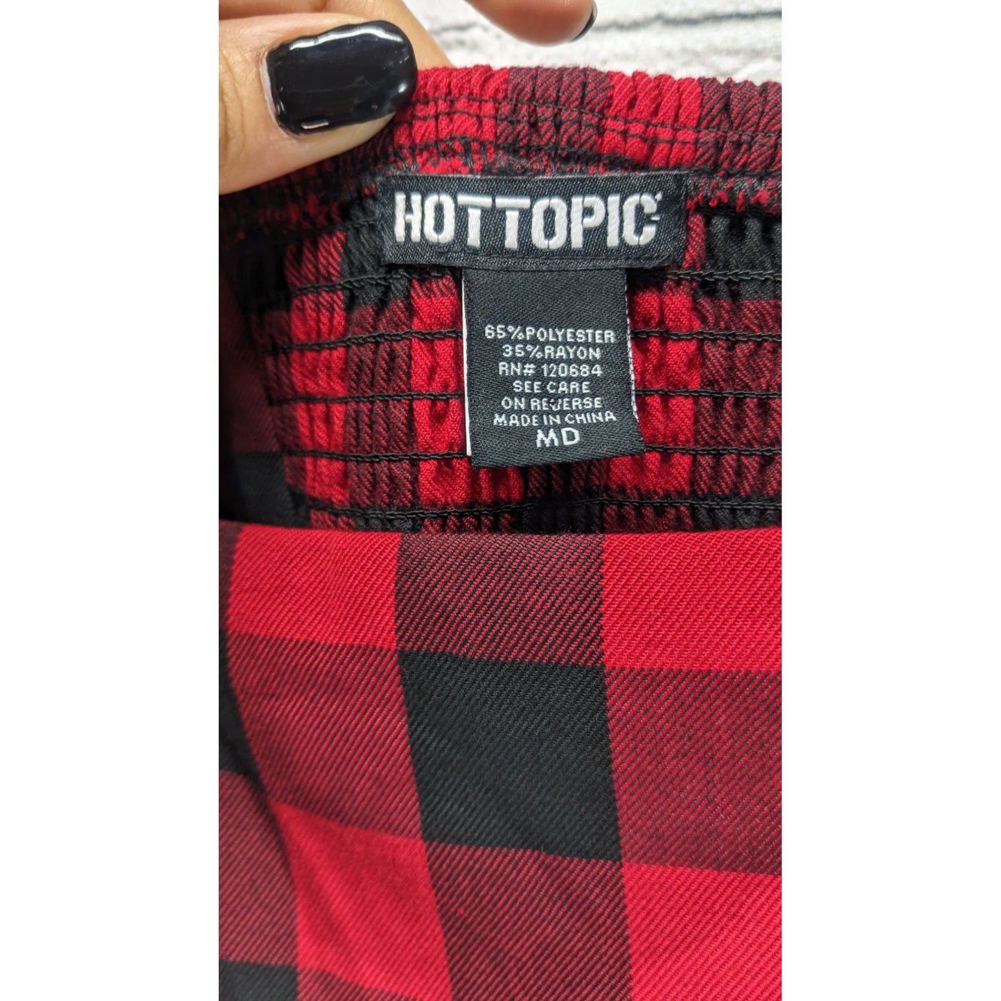 Hot Topic Women Red Buffalo Plaid Buckle Strap Dark Academia Mini Dress Size M