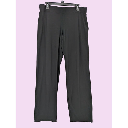 Eileen Fisher Black Washable Crepe Minimalist Preppy Ankle Length Women Pants L