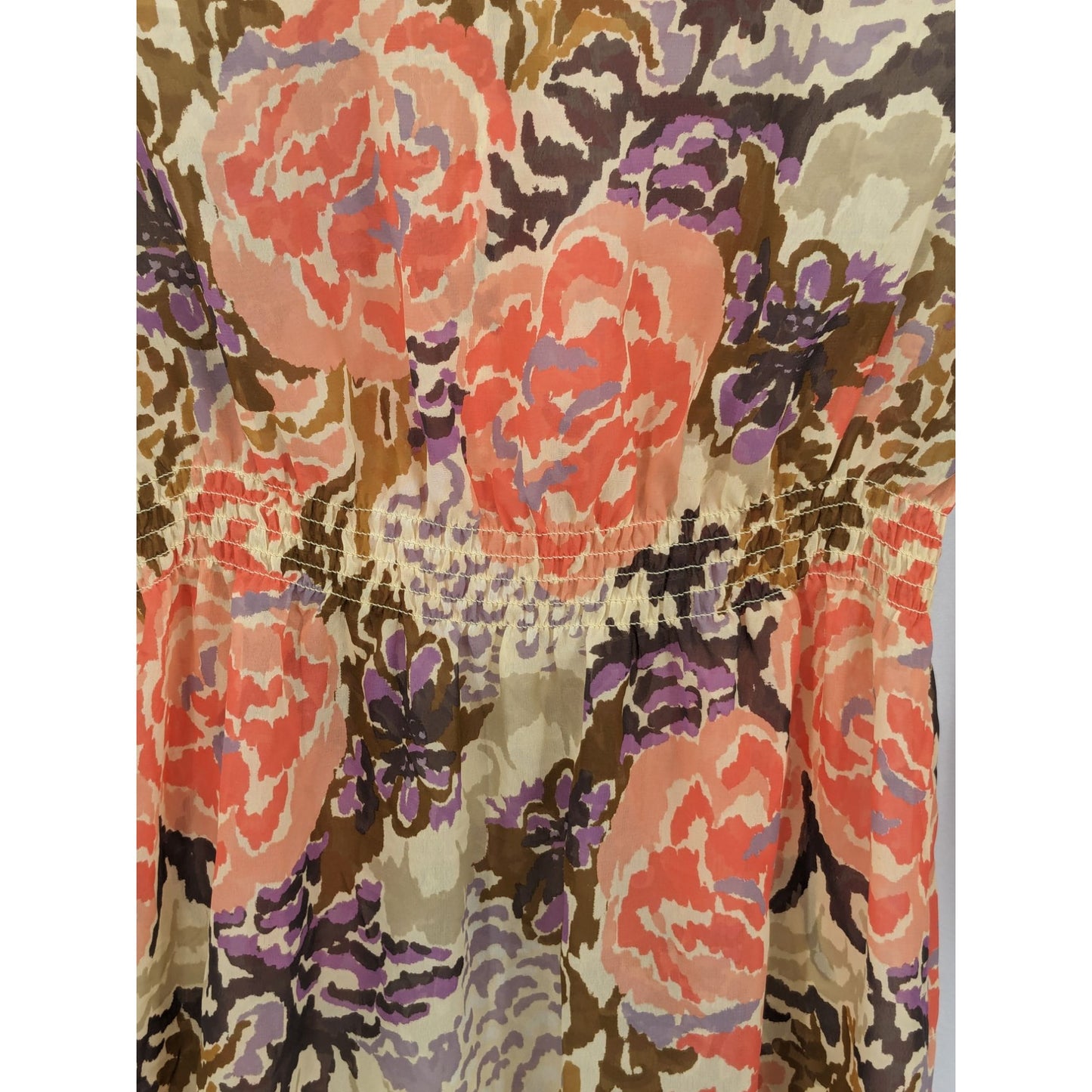 Lauren Ralph Lauren Women Floral Neck Tie Long Sleeve Chiffon Dress Size 6 NWT