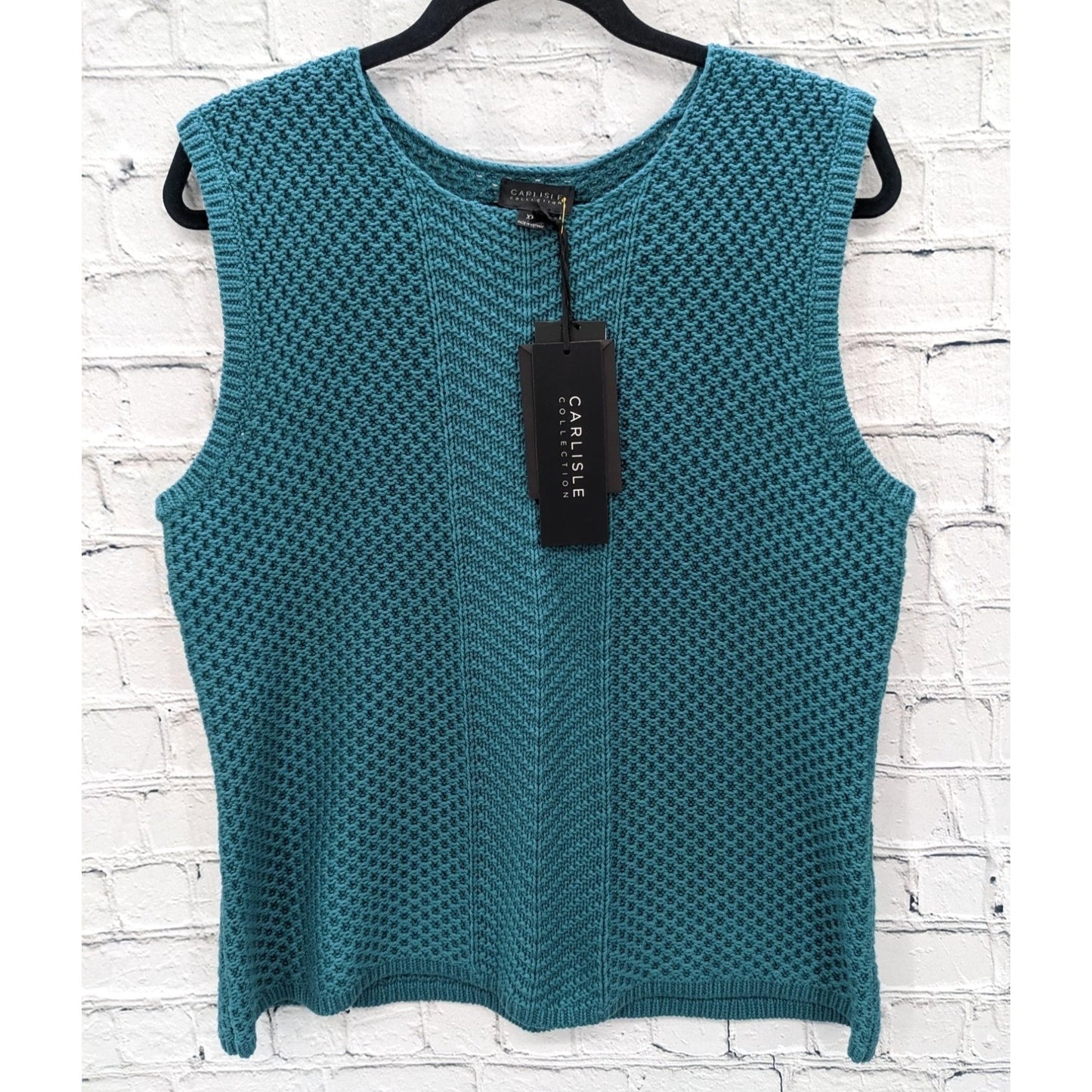 Carlisle Collection Women Teal Cable Knitted Sleeveless Sweater Size XXL - NEW