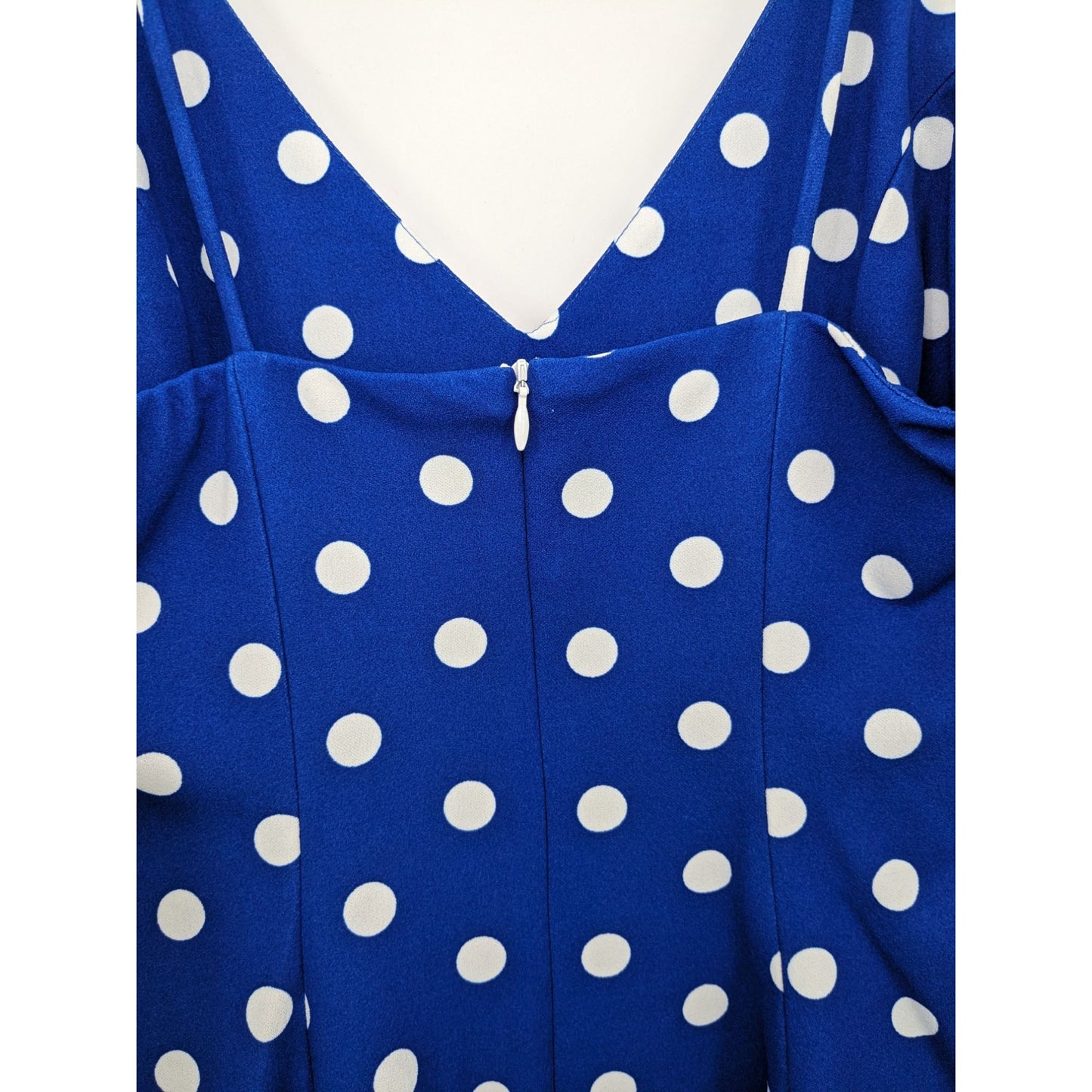 Lorette Women Boutique Blue Polka dot Retro Glam Classy Strap Mini Dress Size L