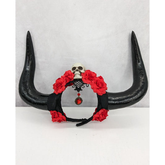 Gothic Antler Roses Skull Headband Hair Accessories Costume One Size Fit Most