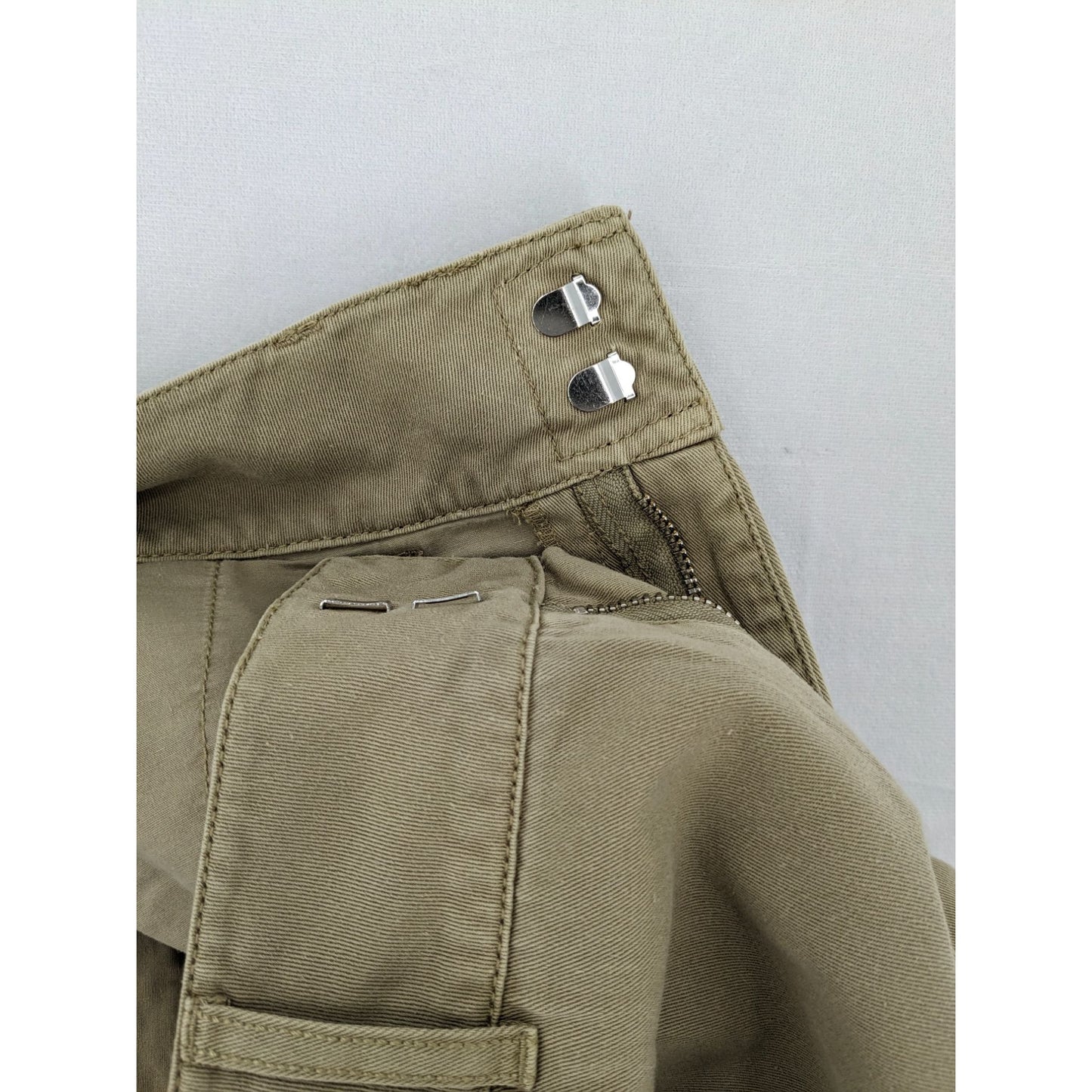 Good American Wide Leg Postal Khaki High-Waist Women Trouser Y2K Pants Size 4/27