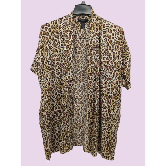 August Silk Women Intimate Leopard Print Silk Robe Size M