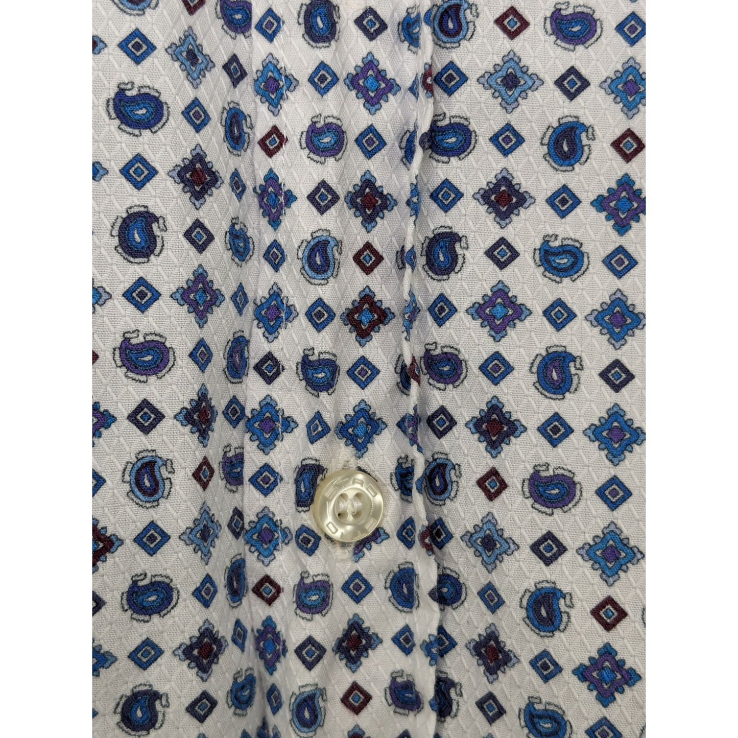 Etro Preppy White Micro Paisley Long Sleeve Button-Up Men Dress Shirt Size 44