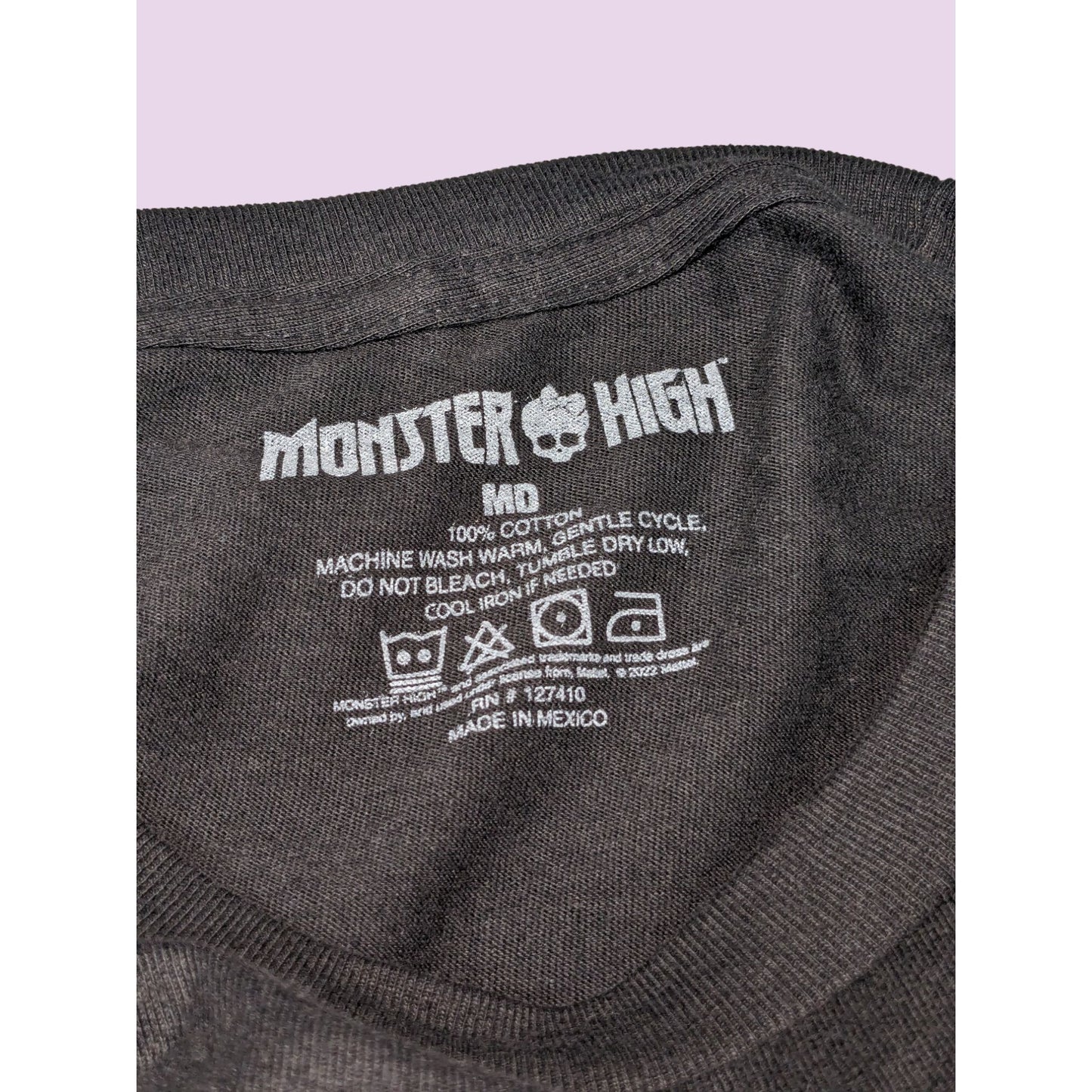 Monster High Women Frankie Stein Boyfriend fit Pullover Black T-Shirt Size M NWT