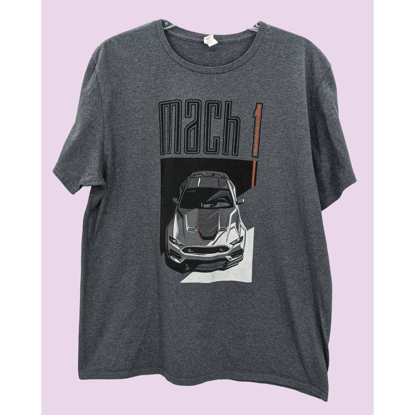 Ford Mustang Mach 1 Gray Graphic Print Short-Sleeve Pullover Adult T-Shirt Size L