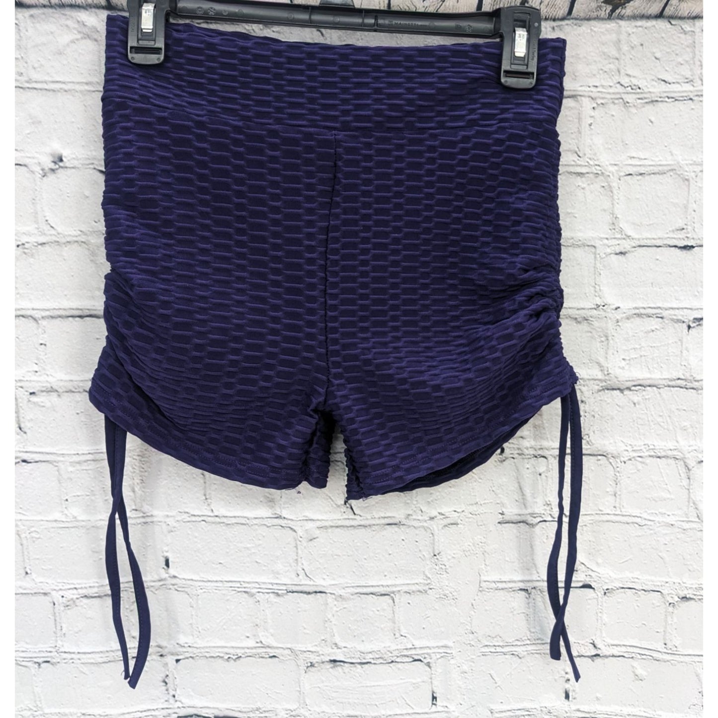 Forever 21 Women Purple Active Textured Drawstring Biker Shorts Size XL