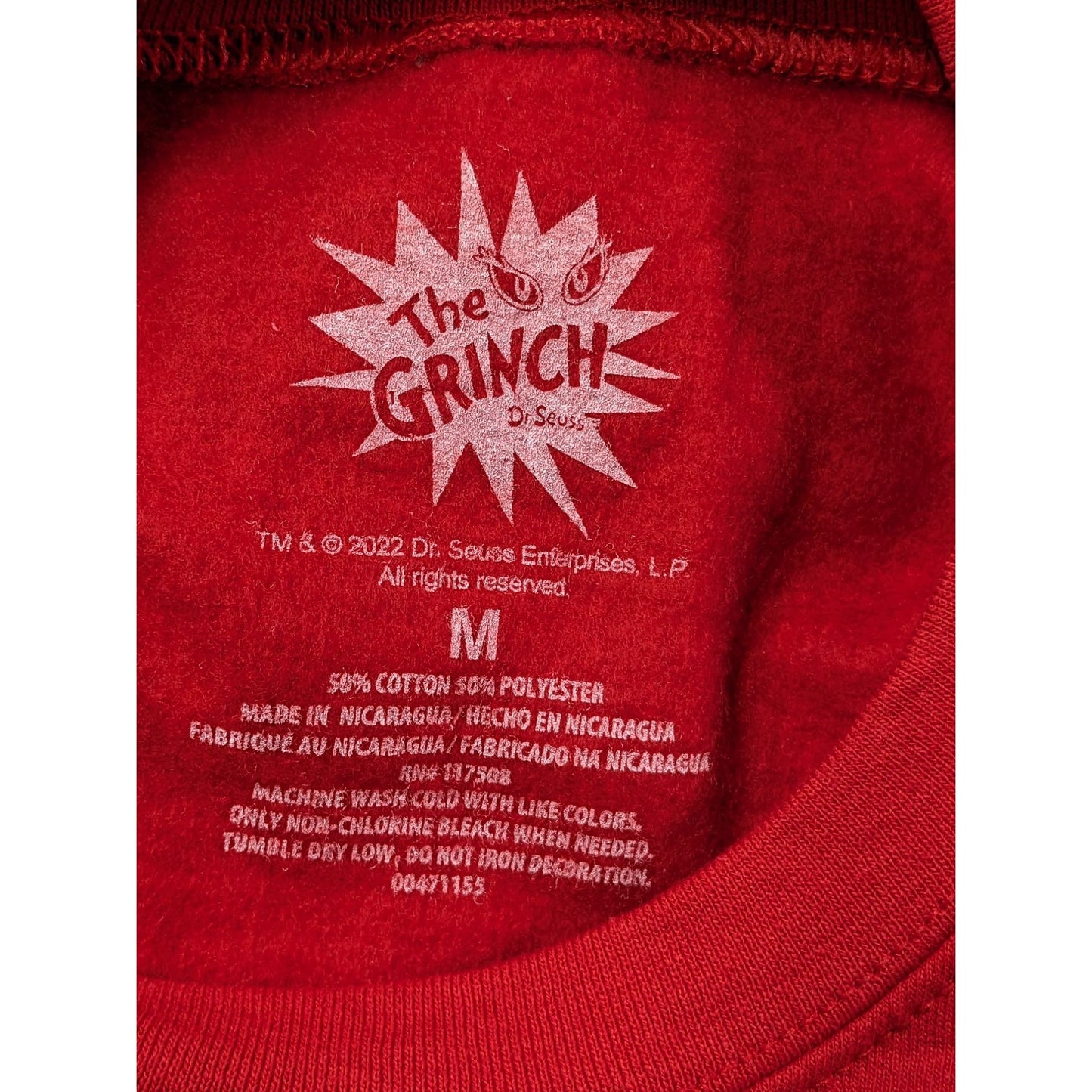 Dr. Seuss Men Red The Grinch Graphic Pullover Sweatshirt Size M