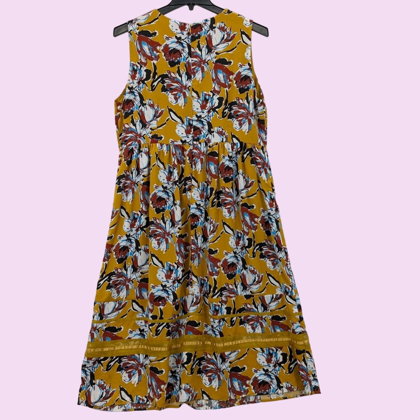 Chelsea28 Floral Mustard Sleeveless Empire Waist Midi Boho Women Dress Size XXL