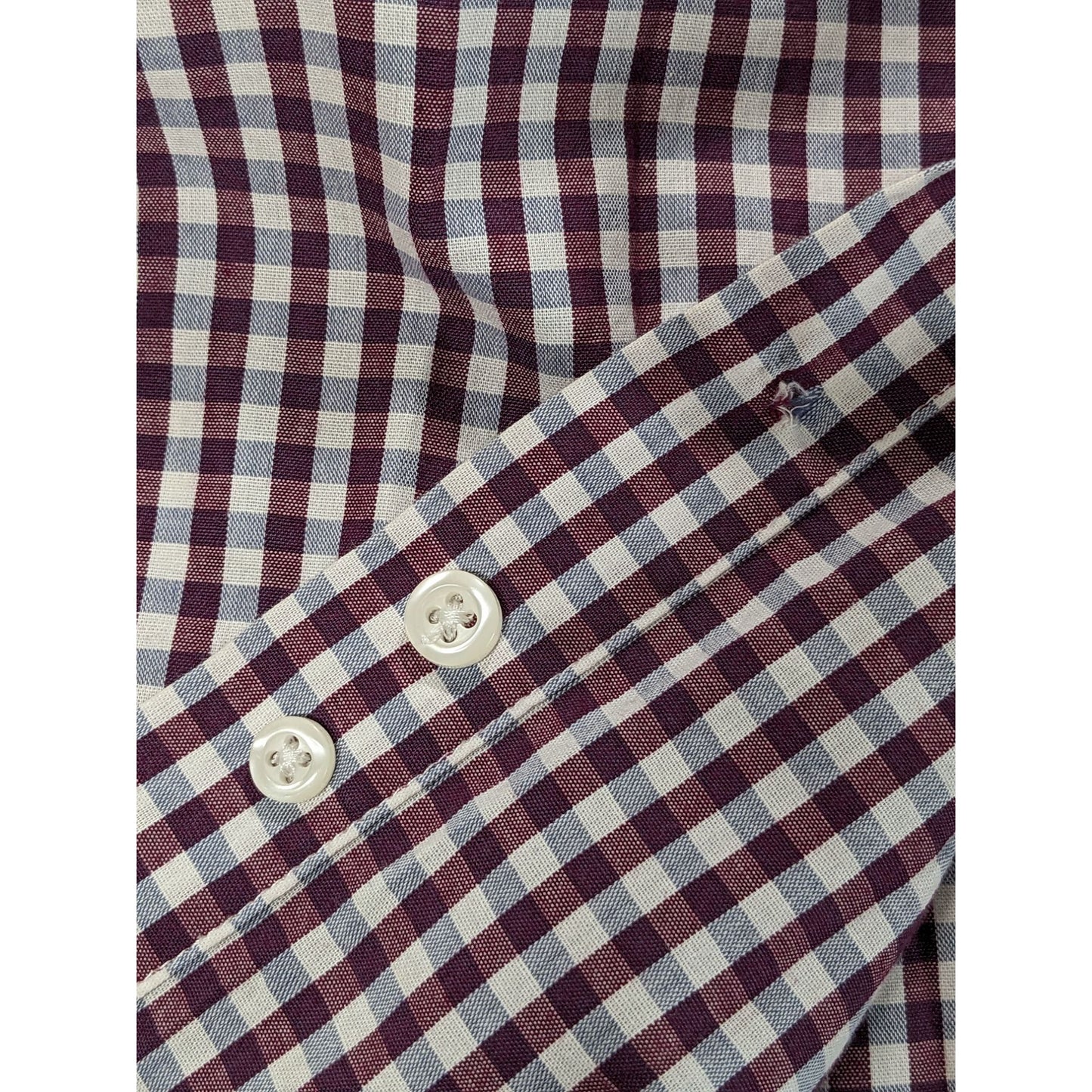 Dockers Men Fitted Burgundy Plaid Long Sleeve Button-Up Shirt Size L