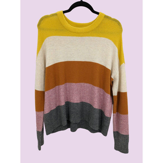 Madewell Women Colorblock Striped Oversized Wool & Alpaca Blend Sweater Size S