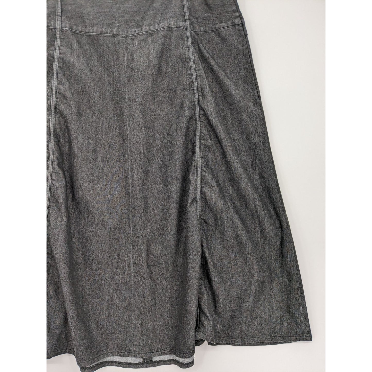 Cato Women Black Wash Denim Ruched Stretch A-Line Minimalist Midi Skirt Size 18W