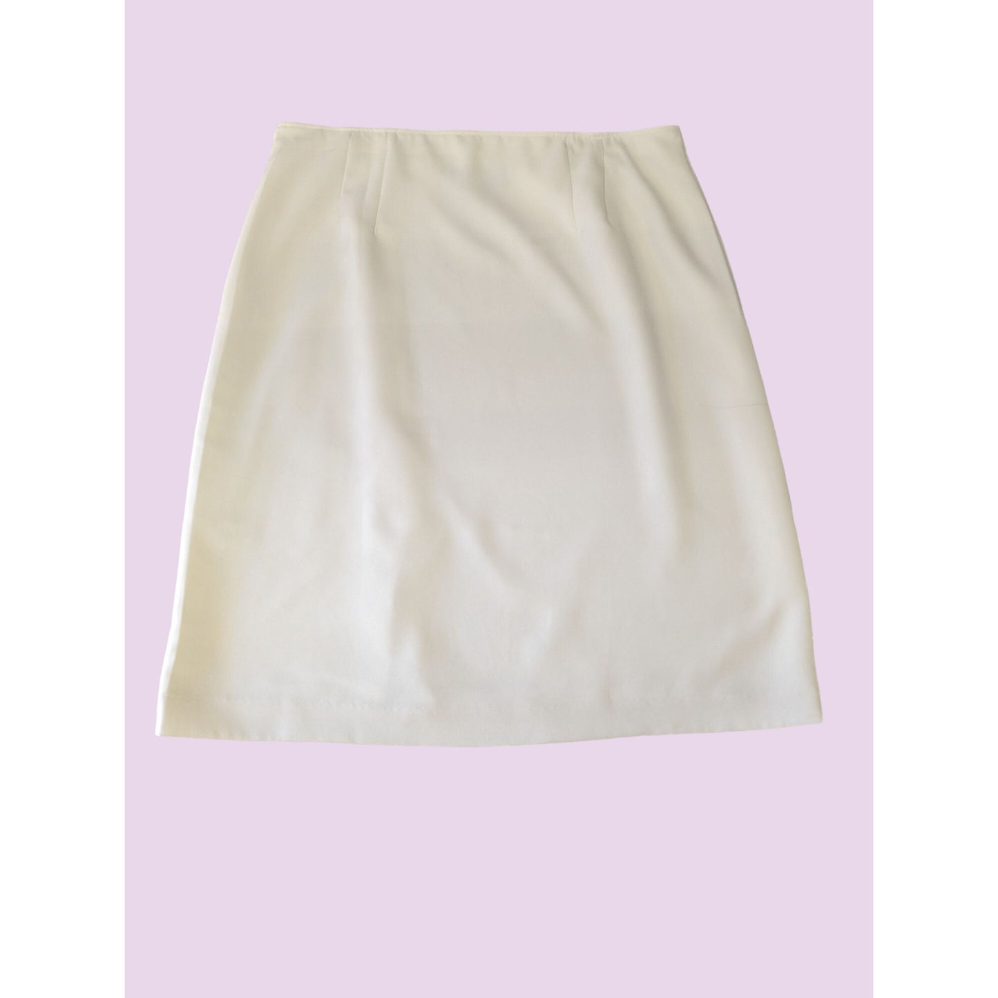 Talbots Ivory Gold Button A-line  Preppy Career Women Classy Mini Skirt Size 12