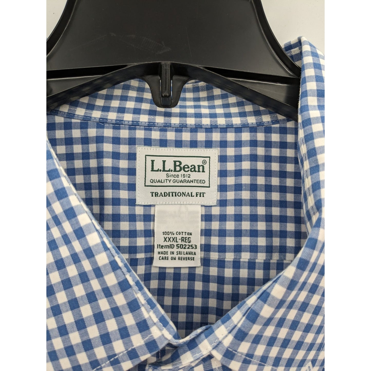 L.L. Bean Wrinkle-Free Traditional Fit Unticked Fit Plaid  Men Shirt Size XXXL