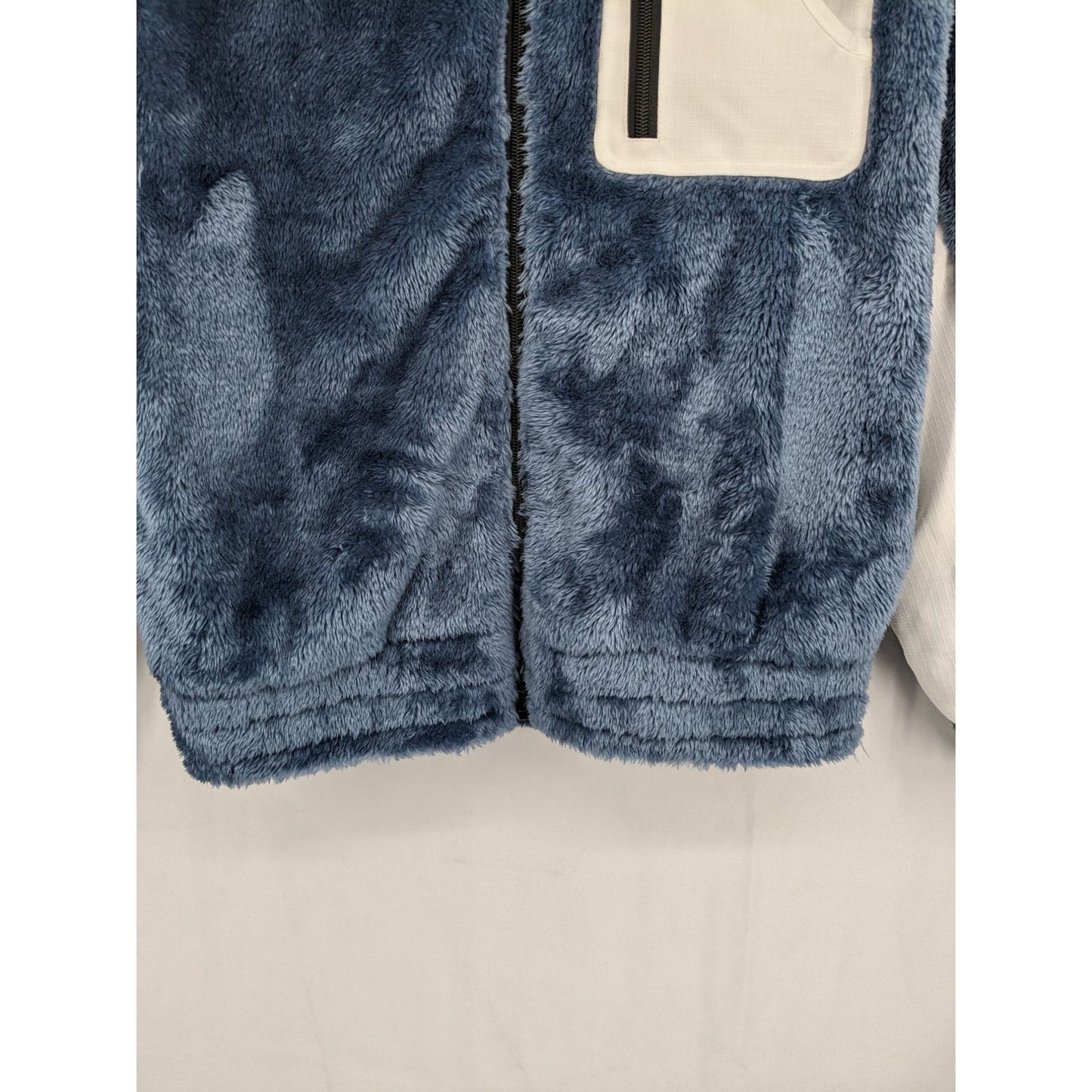 Laird Women Blue & White Colorblock Fuzzy Fleece Zip-Up Jacket Size S