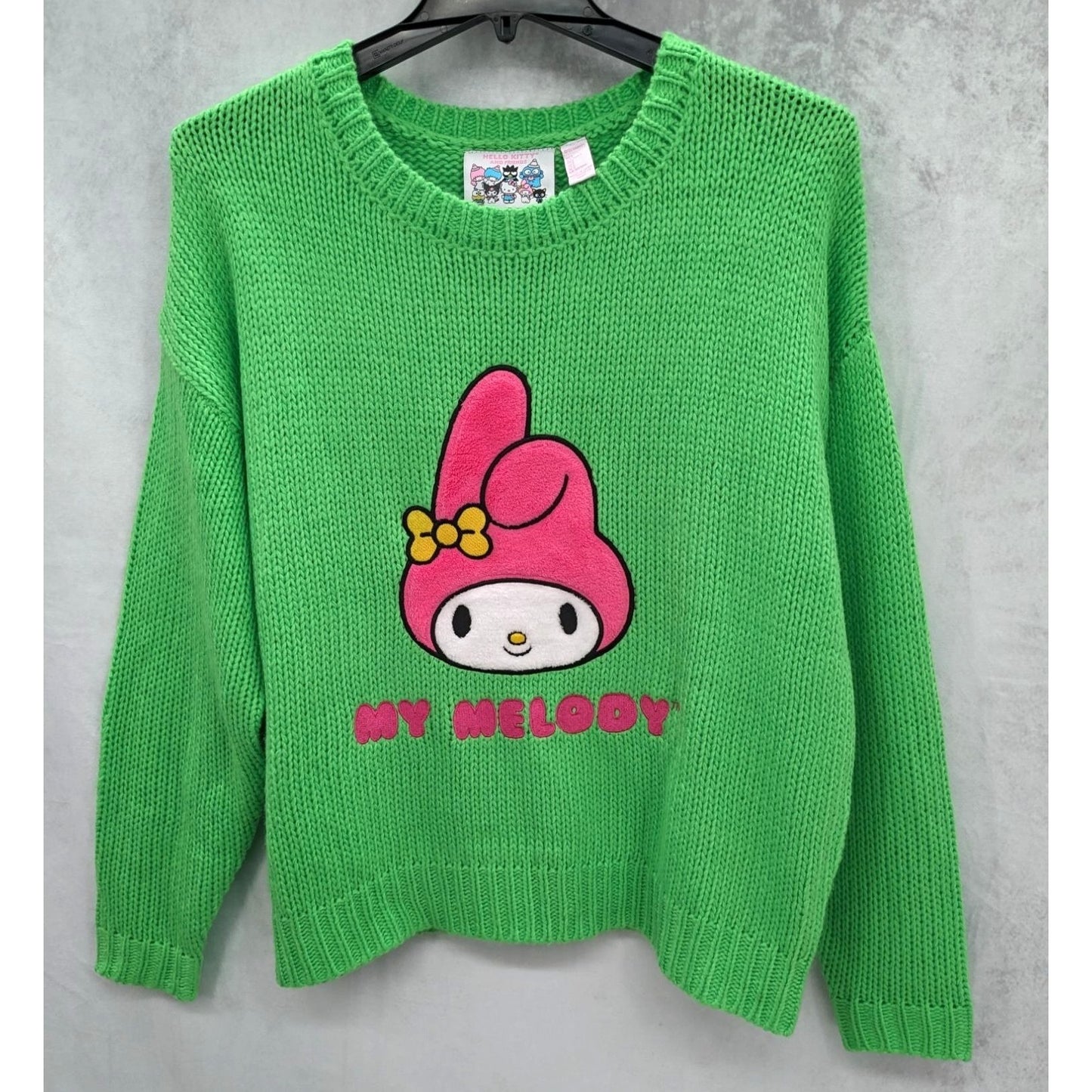 Hello Kitty & Friends Women Green My Melody Graphic Print knit Sweatshirt Size S