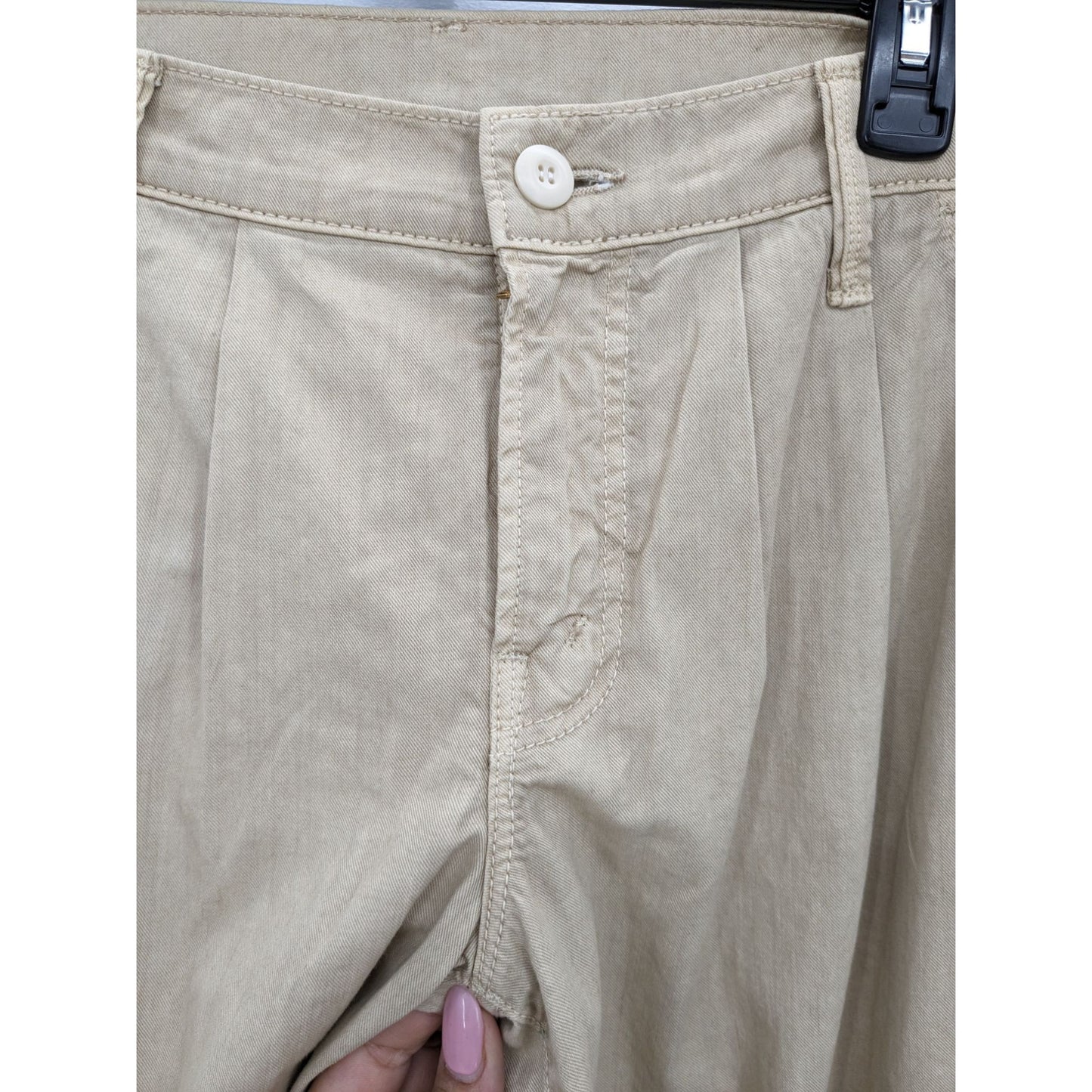 Mother Women The Low Pleated Ankle Prep Beige Pants Size 32