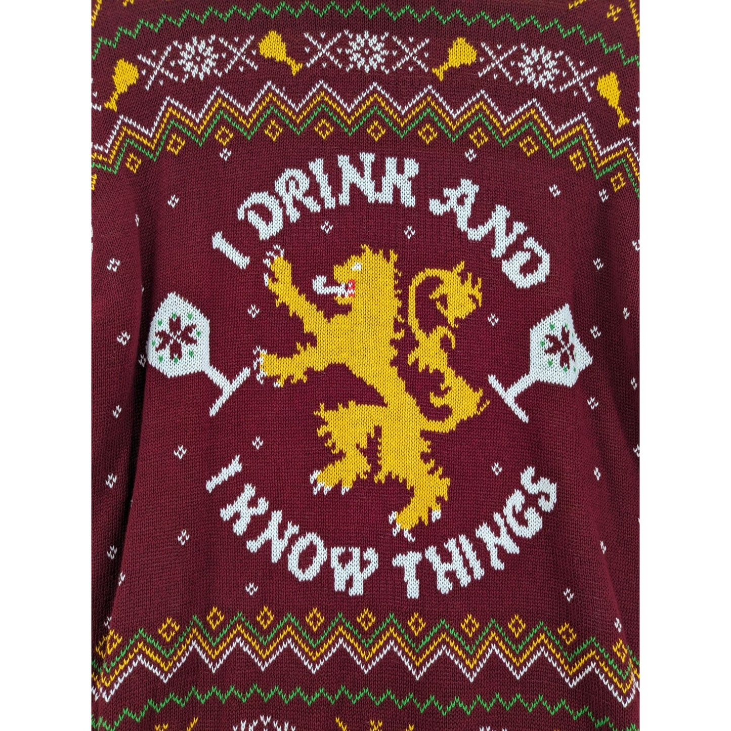 Game Of Thrones Burgundy Pullover Knit Holiday Cosplay Fair Isle Sweater Size L