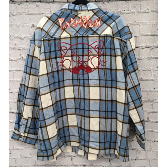 Disney Turning Red Panda Women Plaid Flannel Shirt Size XL - NEW