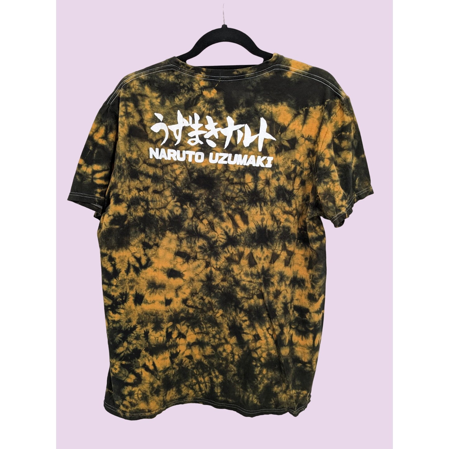 Naruto Shippuden Men Naruto Uzumaki Orange Acid Wash Cosplay T-Shirt Size M