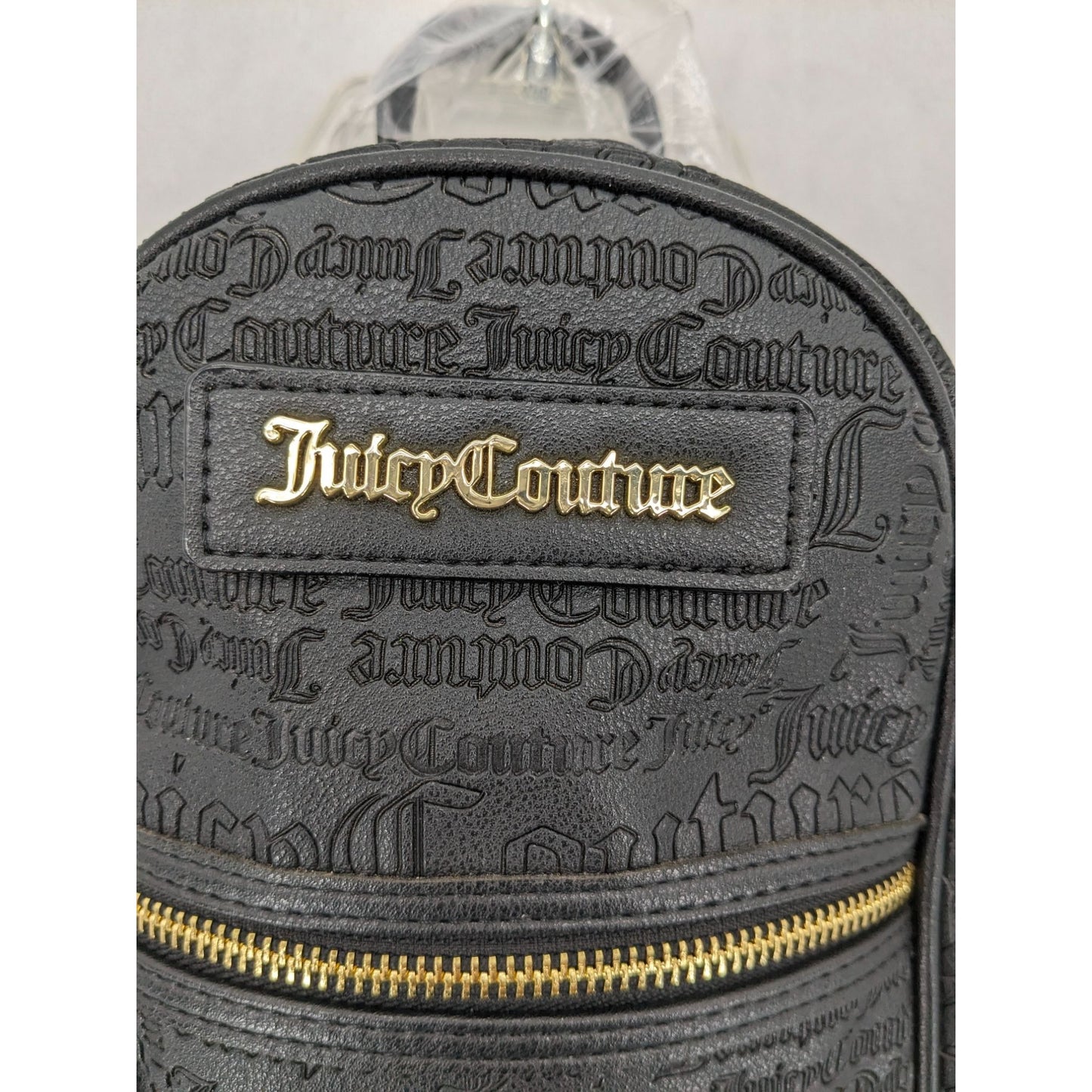 Juicy Couture Small Y2K Purse Backpack Allover Logo Embossed Zip-Up Size 8' inch