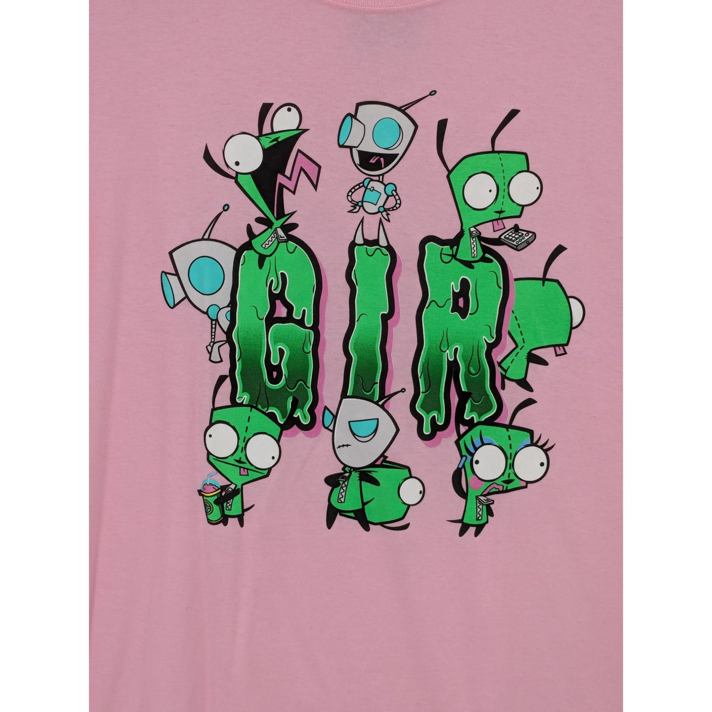 Invader Zim Women Pink GIR Costume Drip Boyfriend Fit Grunge T-Shirt Size 1X