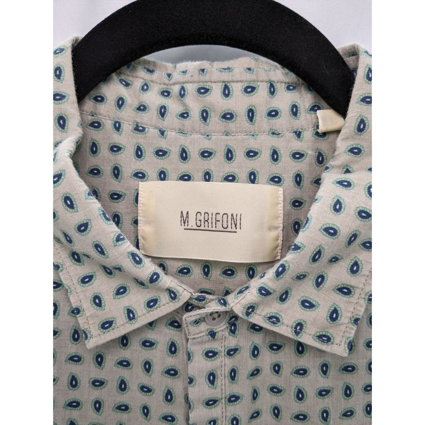 M. Grifoni Men Paisley Men Long Sleeve Button-Up Shirt Made in Italy Size 43