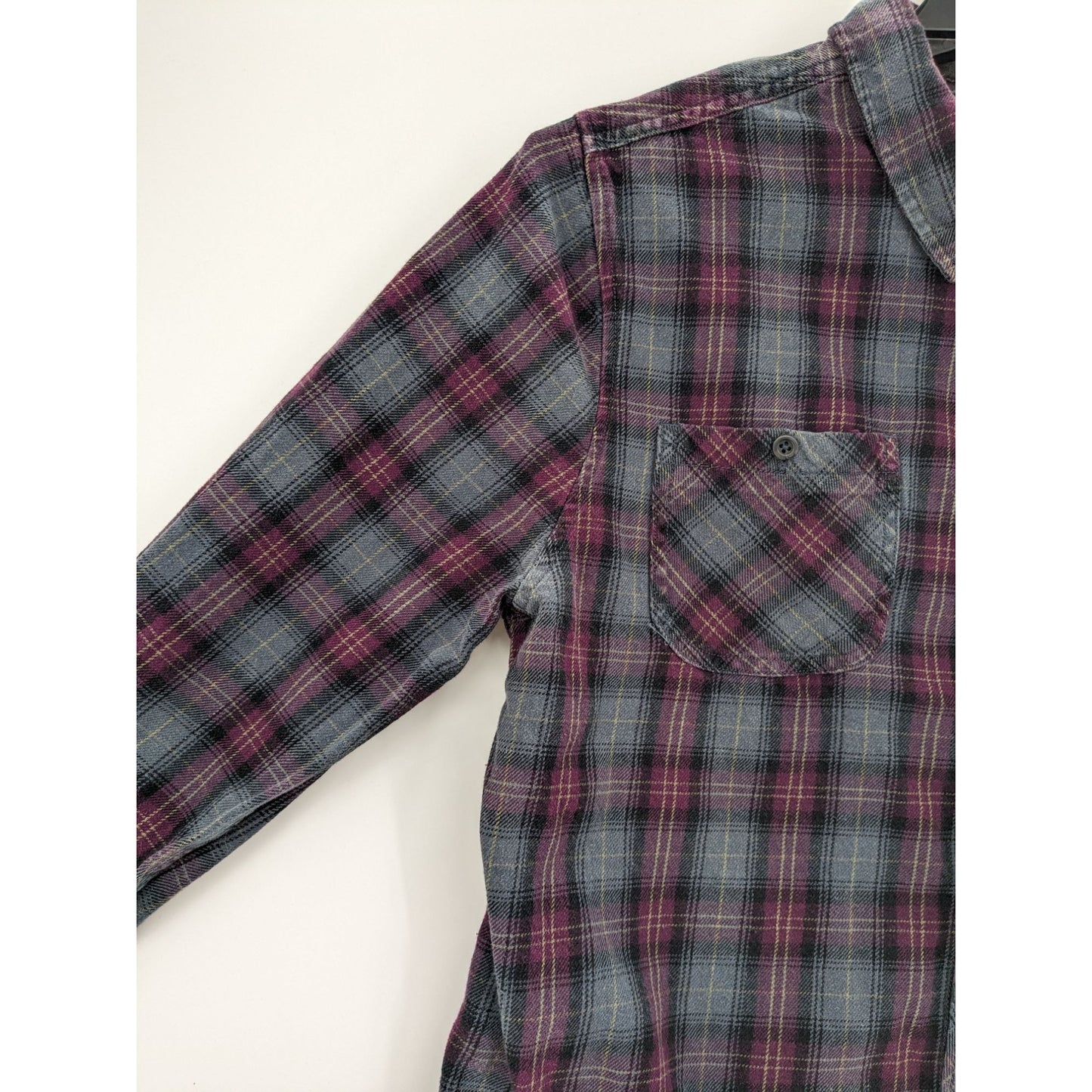 By Junkfood Gray Plaid Long Sleeve Button-Up Western Boyfriend Women Shirt L