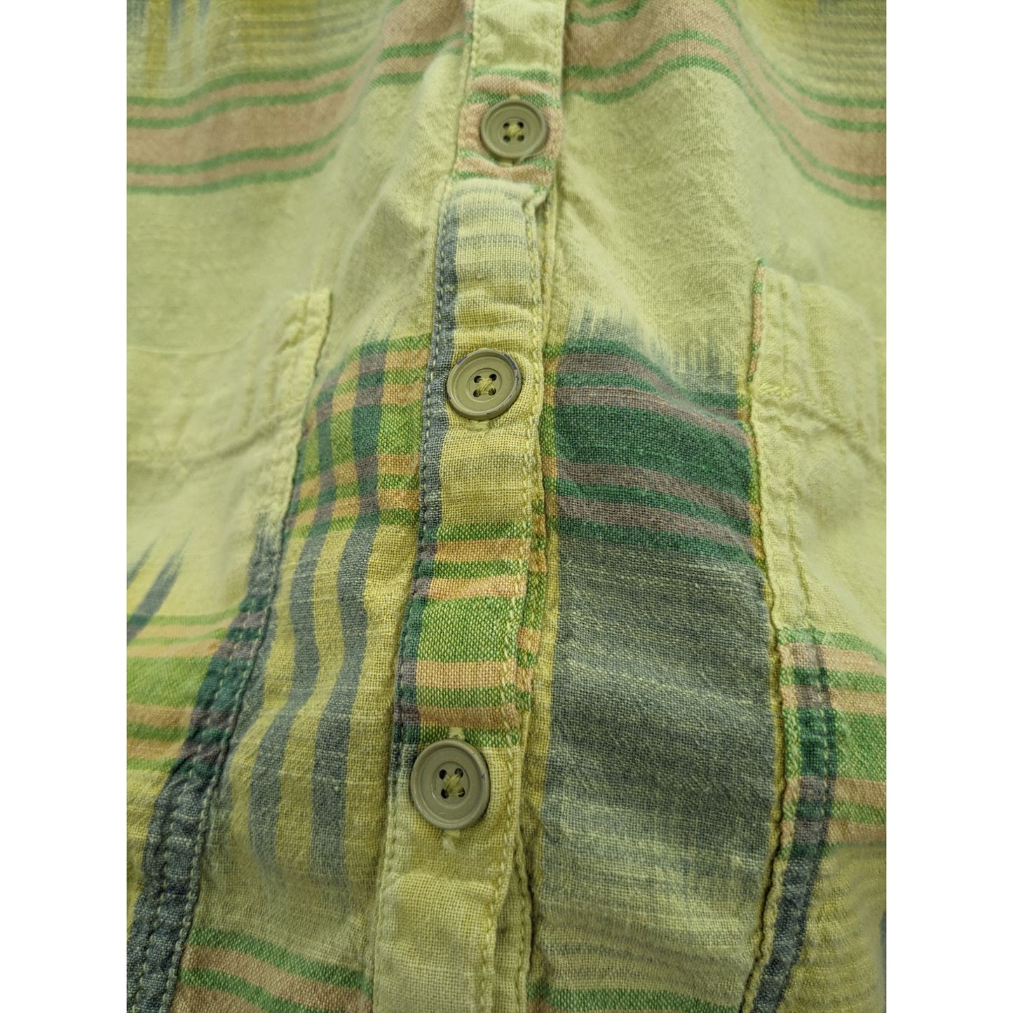 Pilcro Anthropologie Women Green Hannah Surf Plaid Popover Woven Top Size S