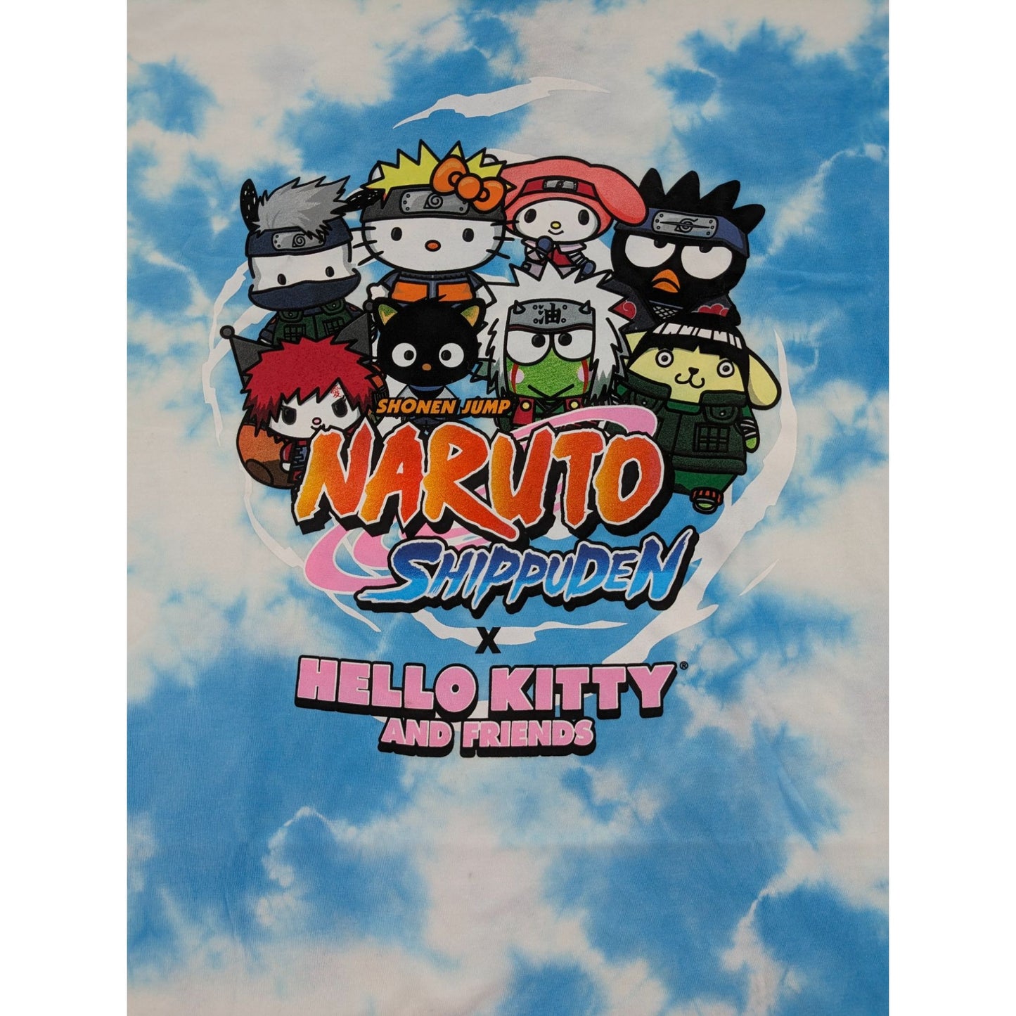 Naruto Shippuden X Hello Kitty And Friends Group Tie-Dye Anime T-Shirt Size M