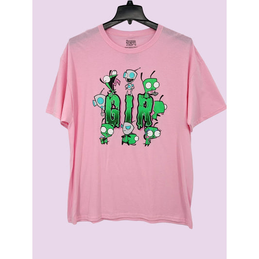 Invader Zim Women Pink GIR Costume Drip Boyfriend Fit Grunge T-Shirt Size 1X