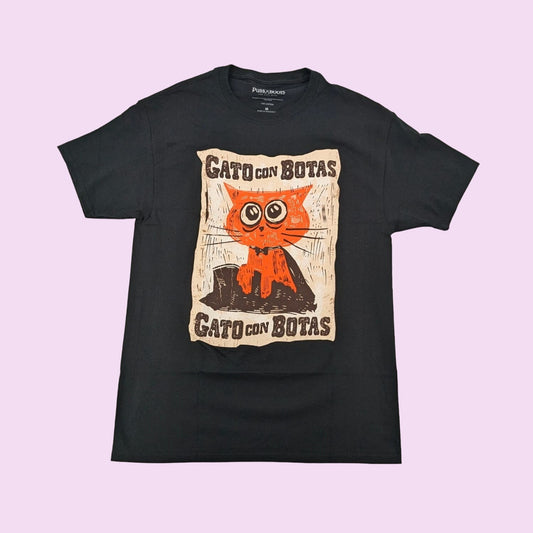 Puss In Boots Black Adult The Last Wish Gato Con Botas T-Shirt Size M DreamWorks