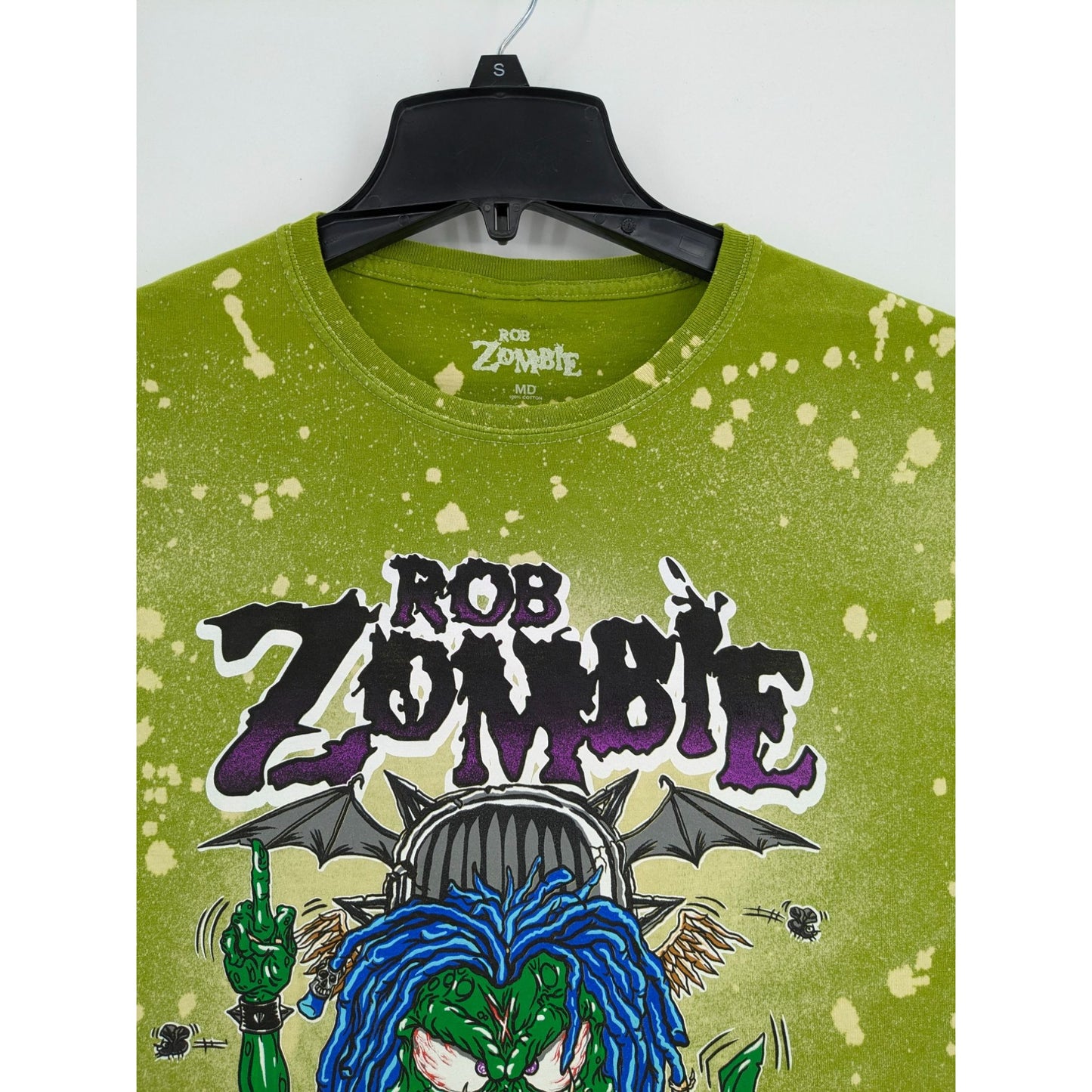 Rob's Zombie Green Bleached Bapho Censored Boyfriend Fit Women T-Shirt Size M