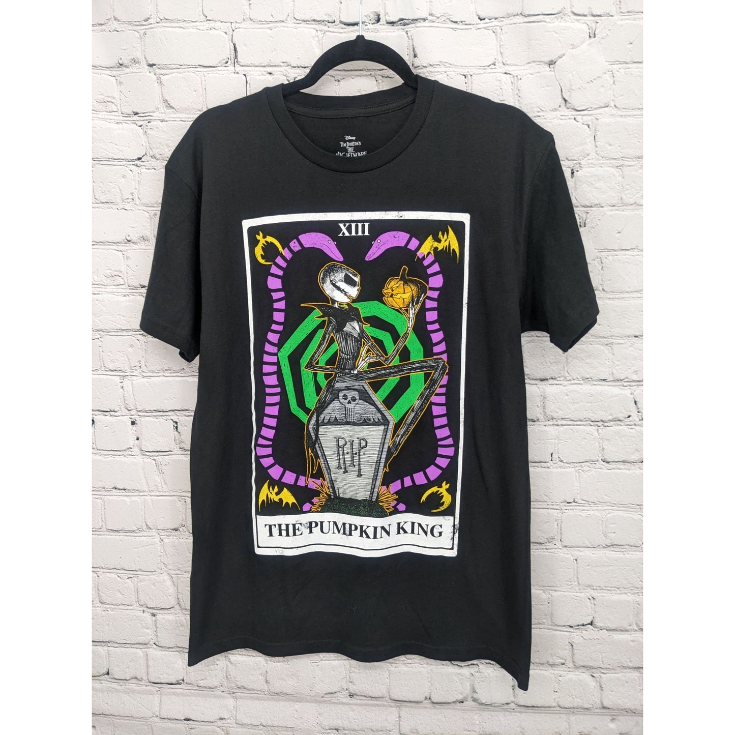 Disney The Night Before Christmas Pumpkin King Tarot Black T-shirt Size S