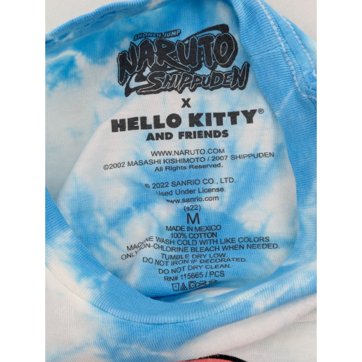 Naruto Shippuden X Hello Kitty And Friends Group Tie-Dye Anime T-Shirt Size M