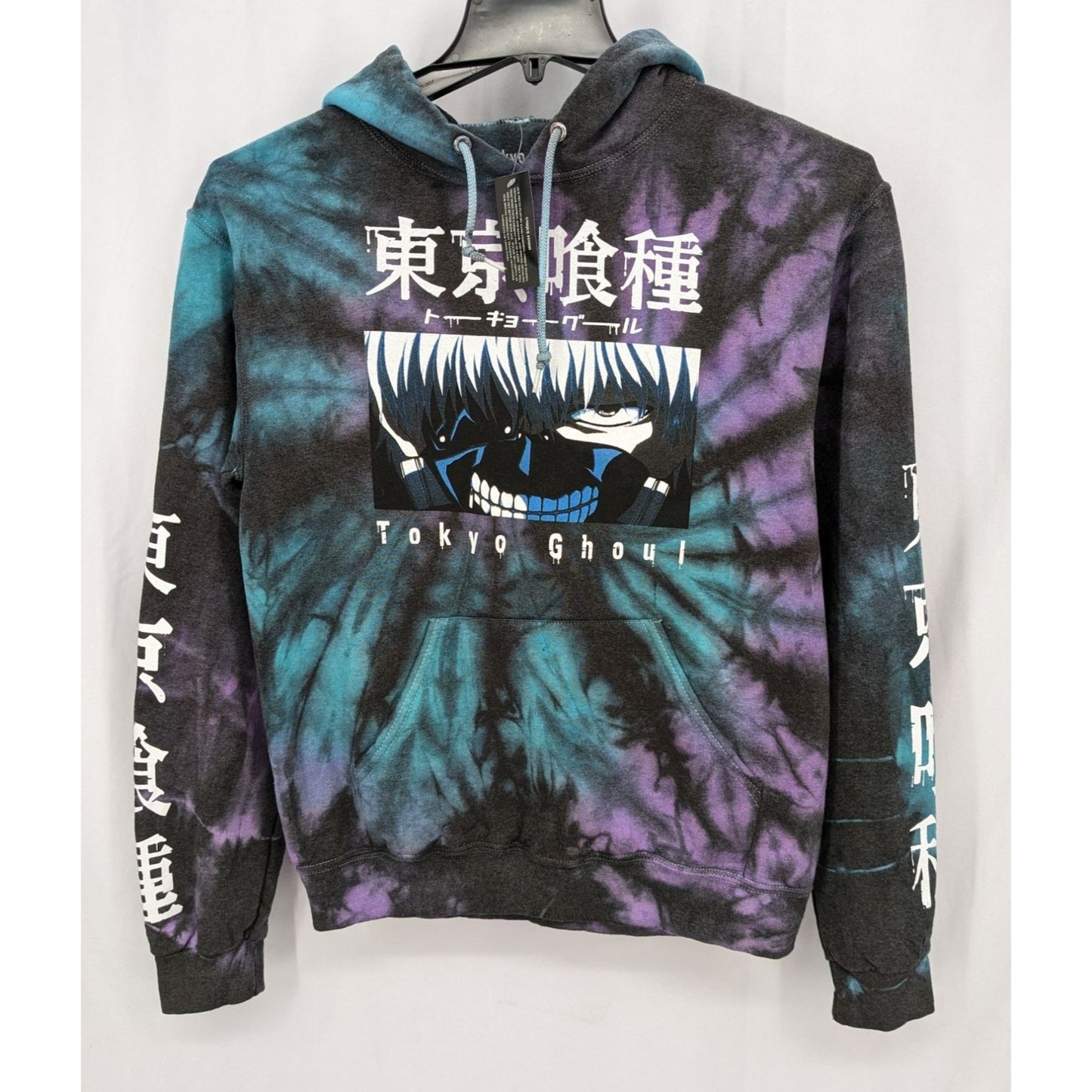 Tokyo Ghoul Women Black Tie-Dye Kaneki's face Hoodie Size S NWT