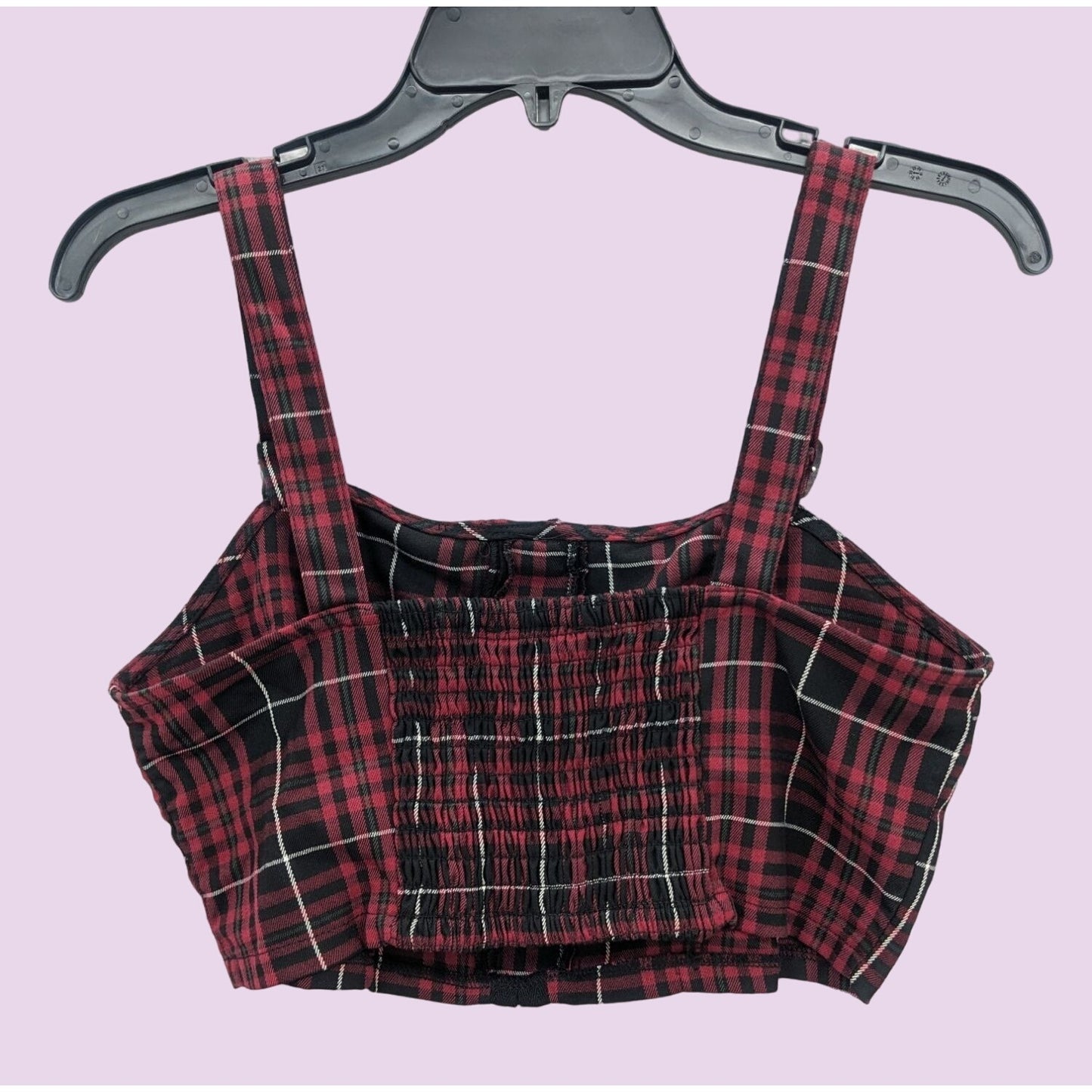 Hot Topic Women Burgundy Plaid Buckle Strap Dark Academia Y2K Crop Top Size S