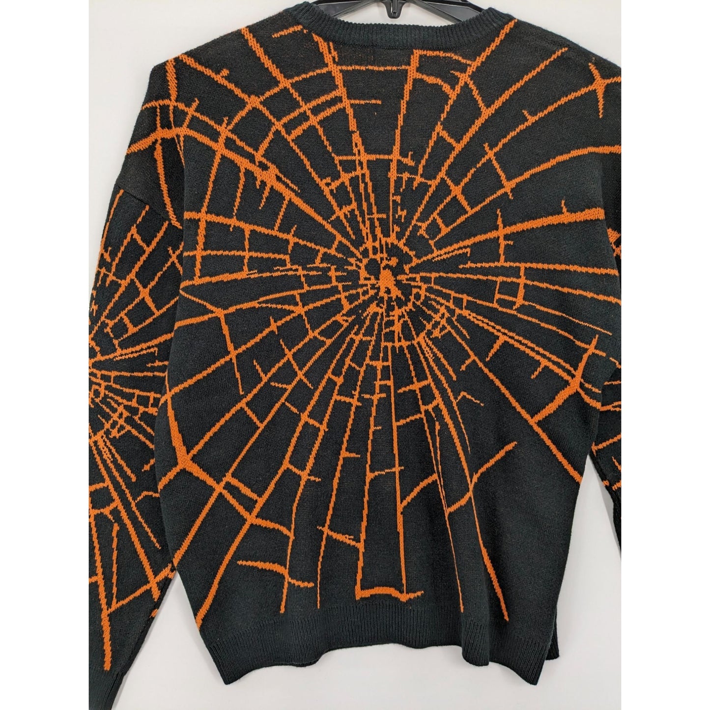 Social Collision Black & Orange Broken Glass Crewneck Women Knit Sweater Size S