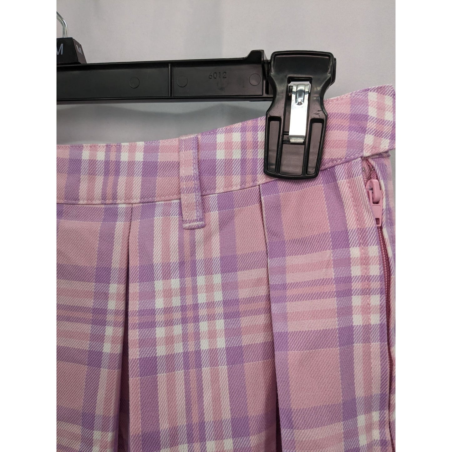 Sweet Society Women Pink & Lavender Plaid Pleated Mini Skirt Size M