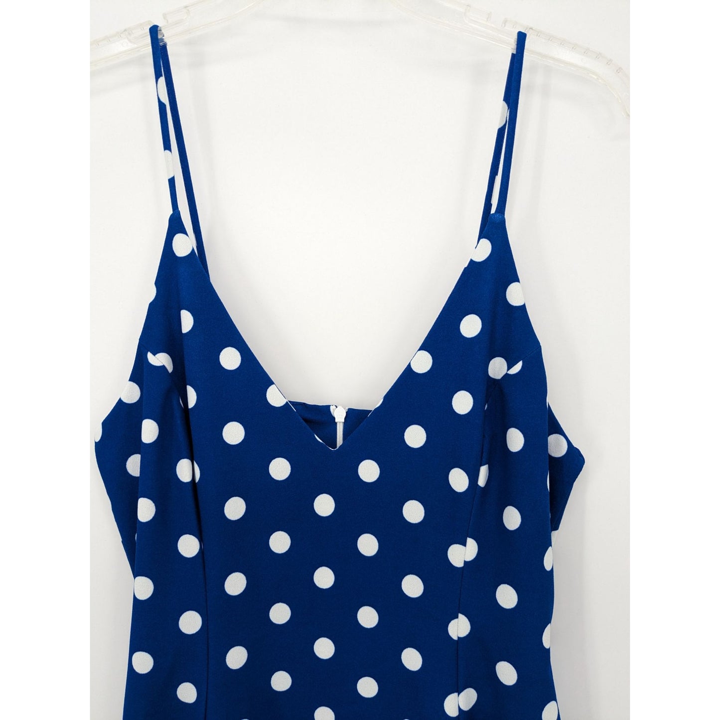 Lorette Women Boutique Blue Polka dot Retro Glam Classy Strap Mini Dress Size L