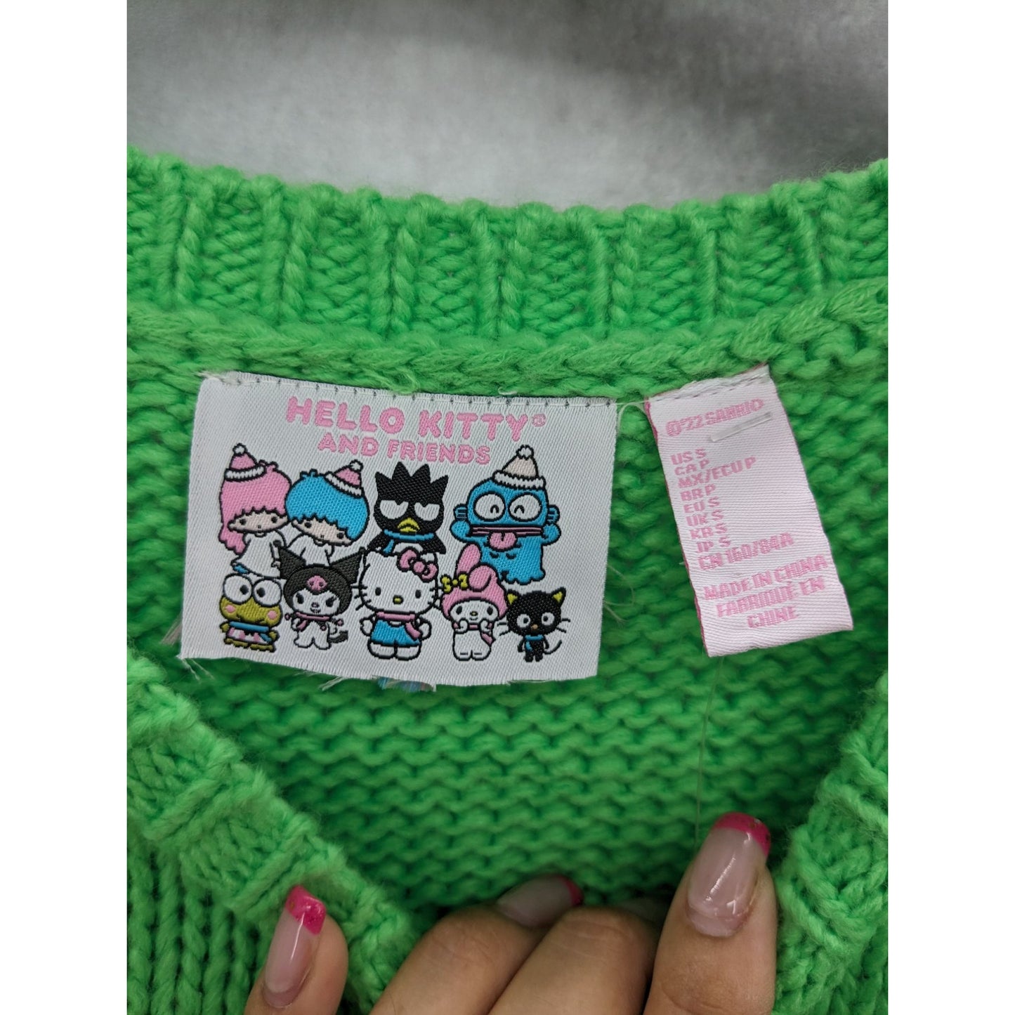 Hello Kitty & Friends Women Green My Melody Graphic Print knit Sweatshirt Size S