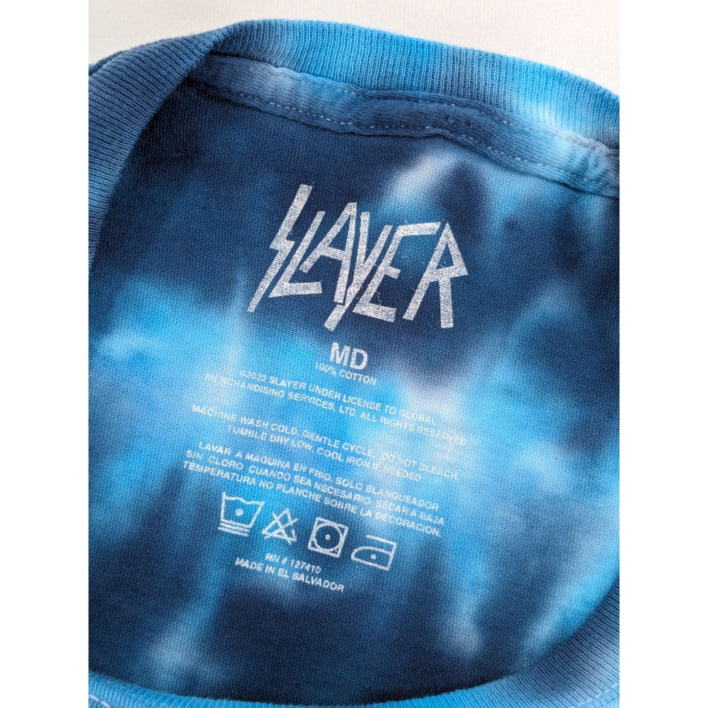 Slayer Demon Blue Tie-Dye Rock Band Crewneck Pullover Unisex  T-Shirt Size M