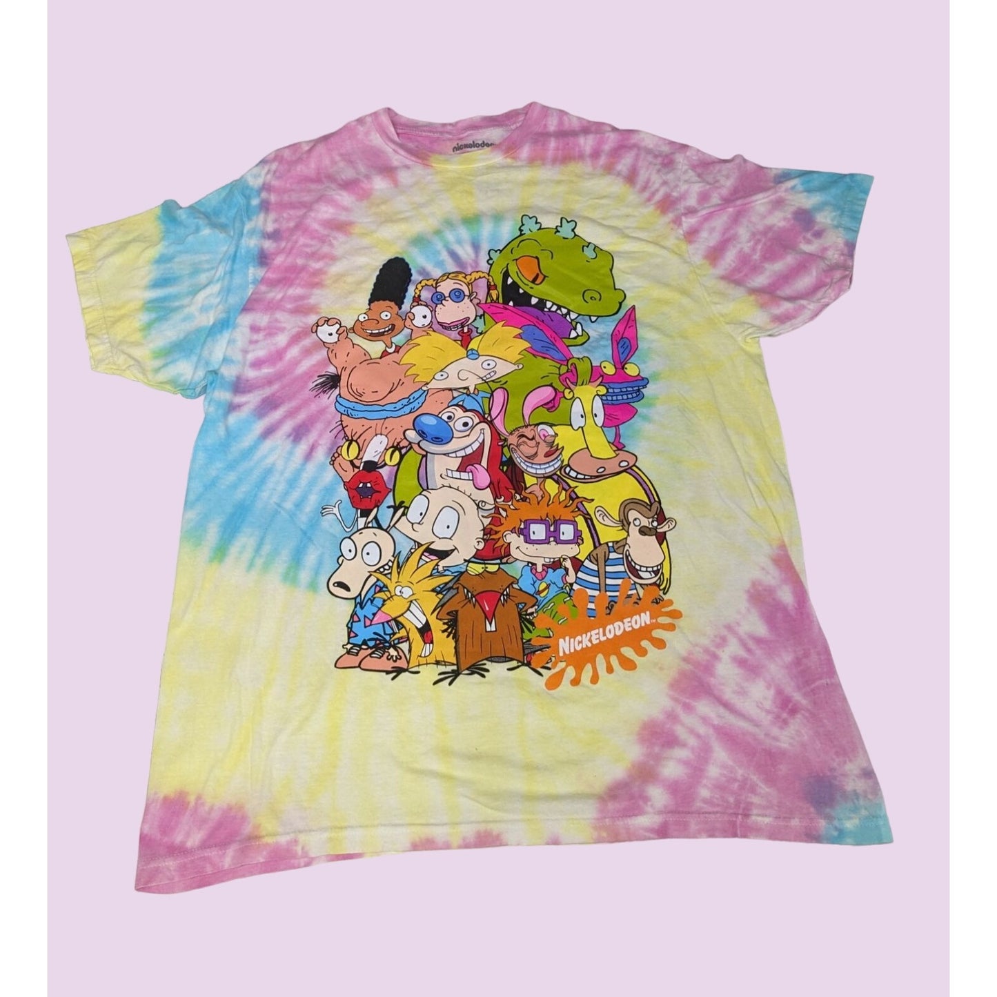 Nickelodeon Rugrats Ren and Stimpy Hey Arnold Tie-Dye 90's T-Shirt Size L NWT