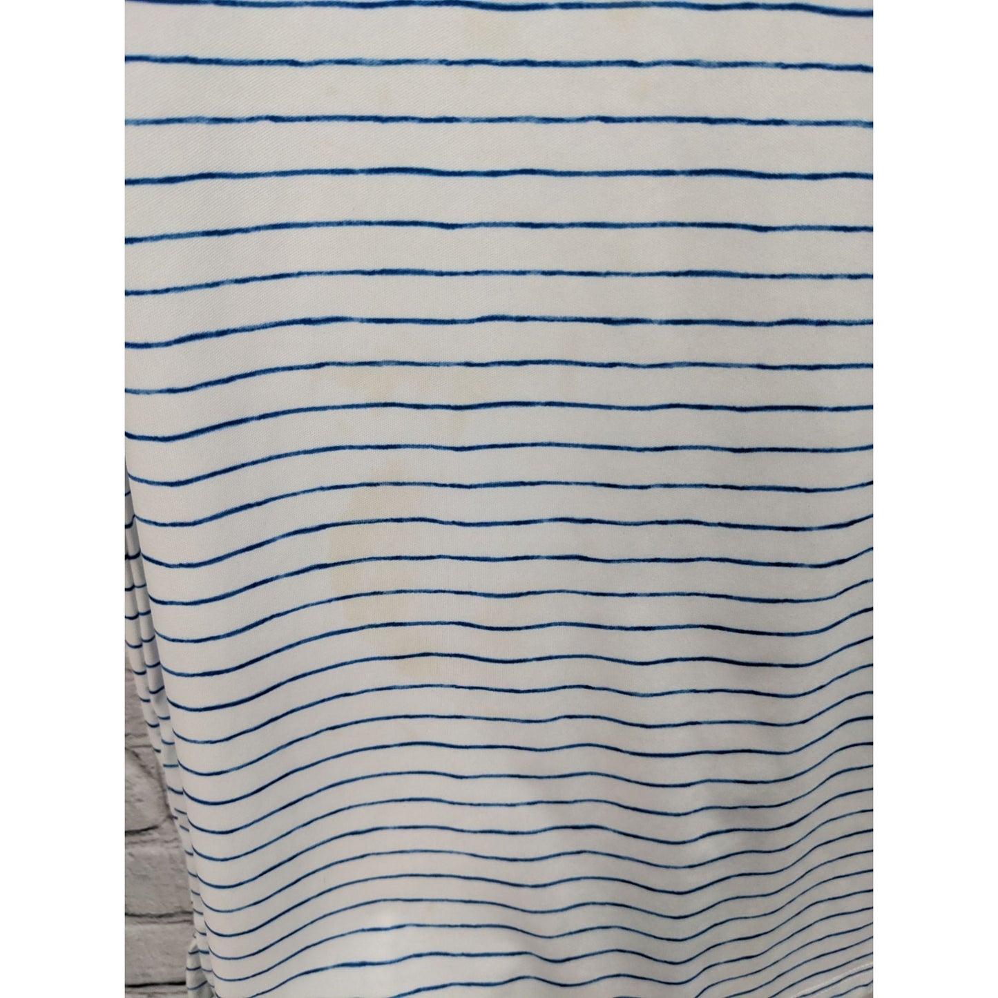 Greg Norman Men's White & Blue Striped Short Sleeve Polo Shirt Size L