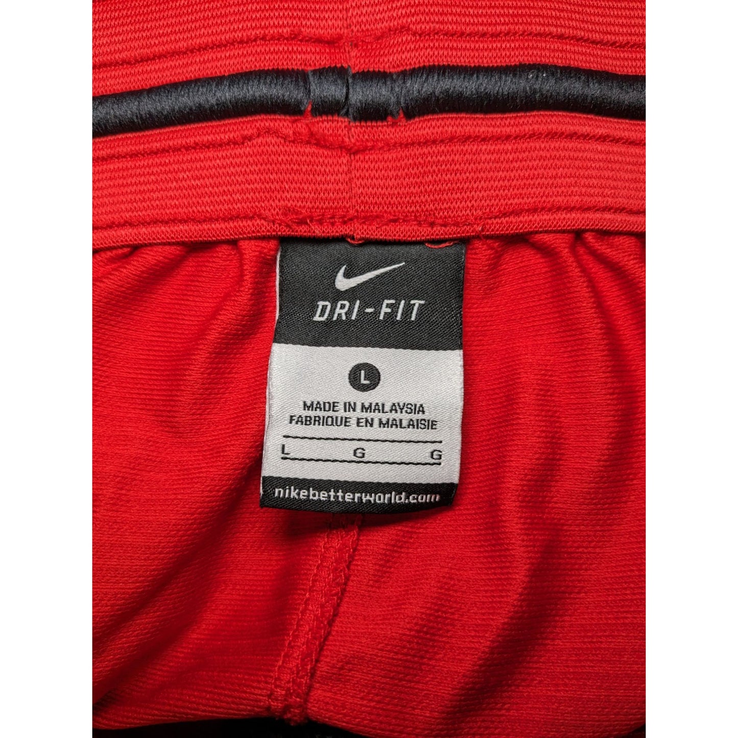 Nike Dri-Fit Basketball Red & Black Colorblock Athletic Men Shorts Size L