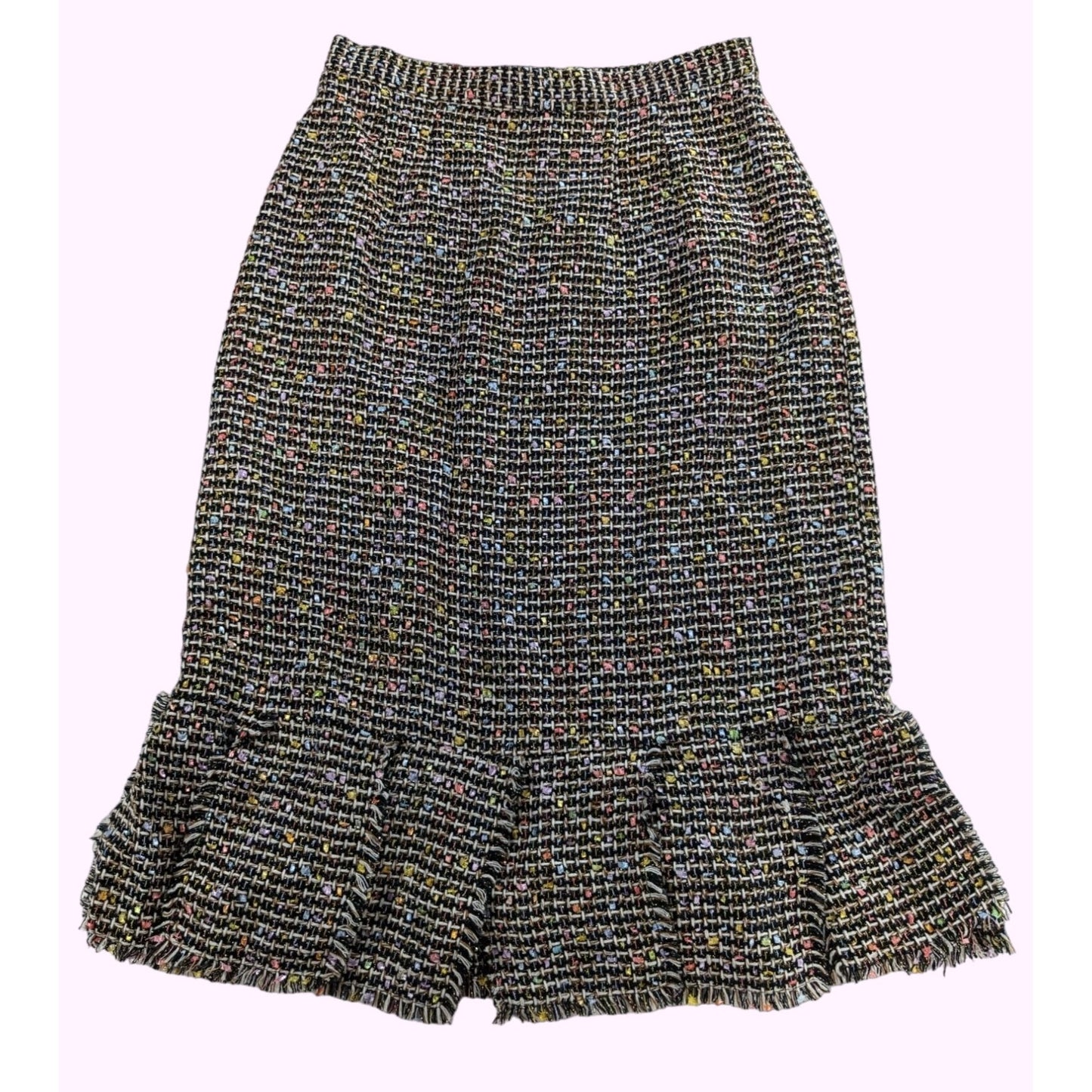 Vintage Lily & Taylor Women Metallic Tweed Flared Hem Midi Pencil Skirt Size 12